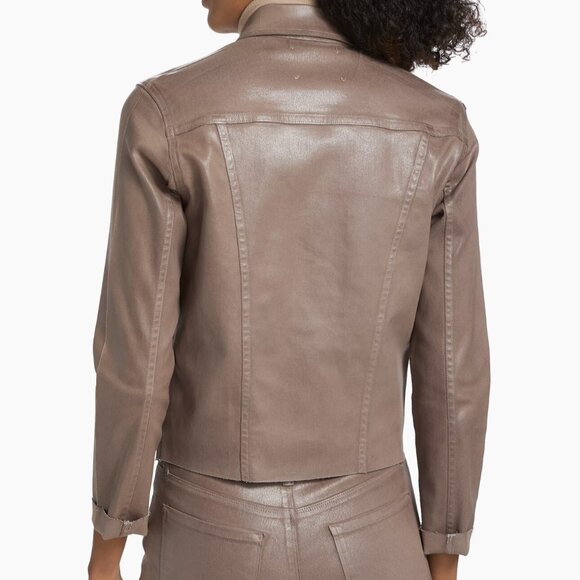 L’AGENCE Janelle Coated Denim Fitted Jacket • Medium • Deep Taupe • Pristine! - Picture 5 of 8